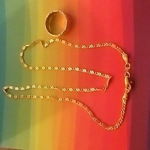 14k  gold ring and necklace.
